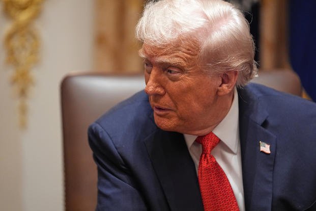 President Donald Trump speaks during a meeting with Australian Prime Minister Anthony Albanese in the Cabinet Room of the White House in Washington.